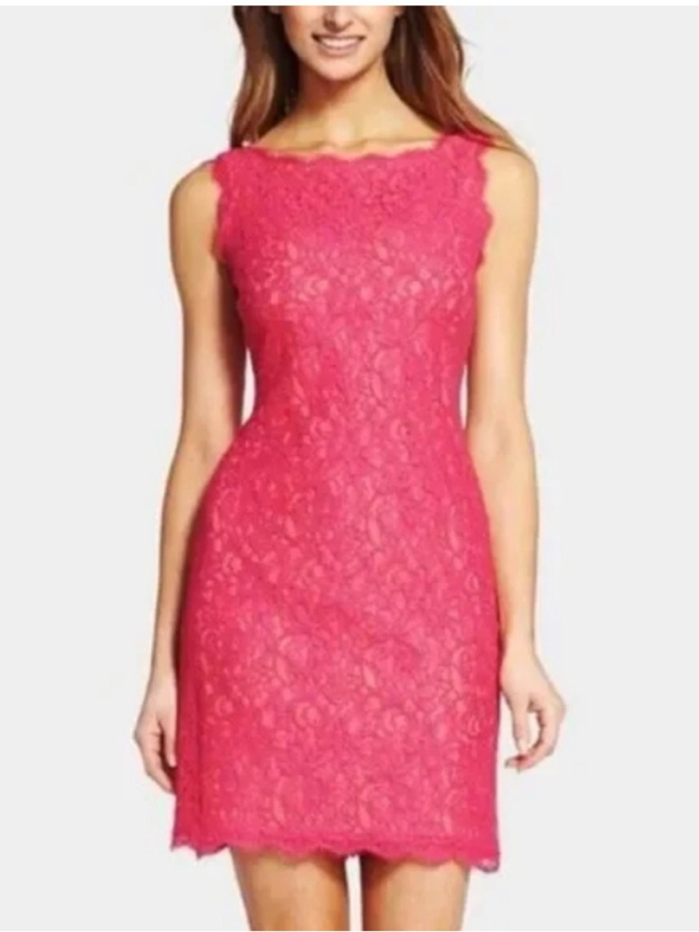 Adrianna Papell Pink Lace Sheath Dress - Size 8